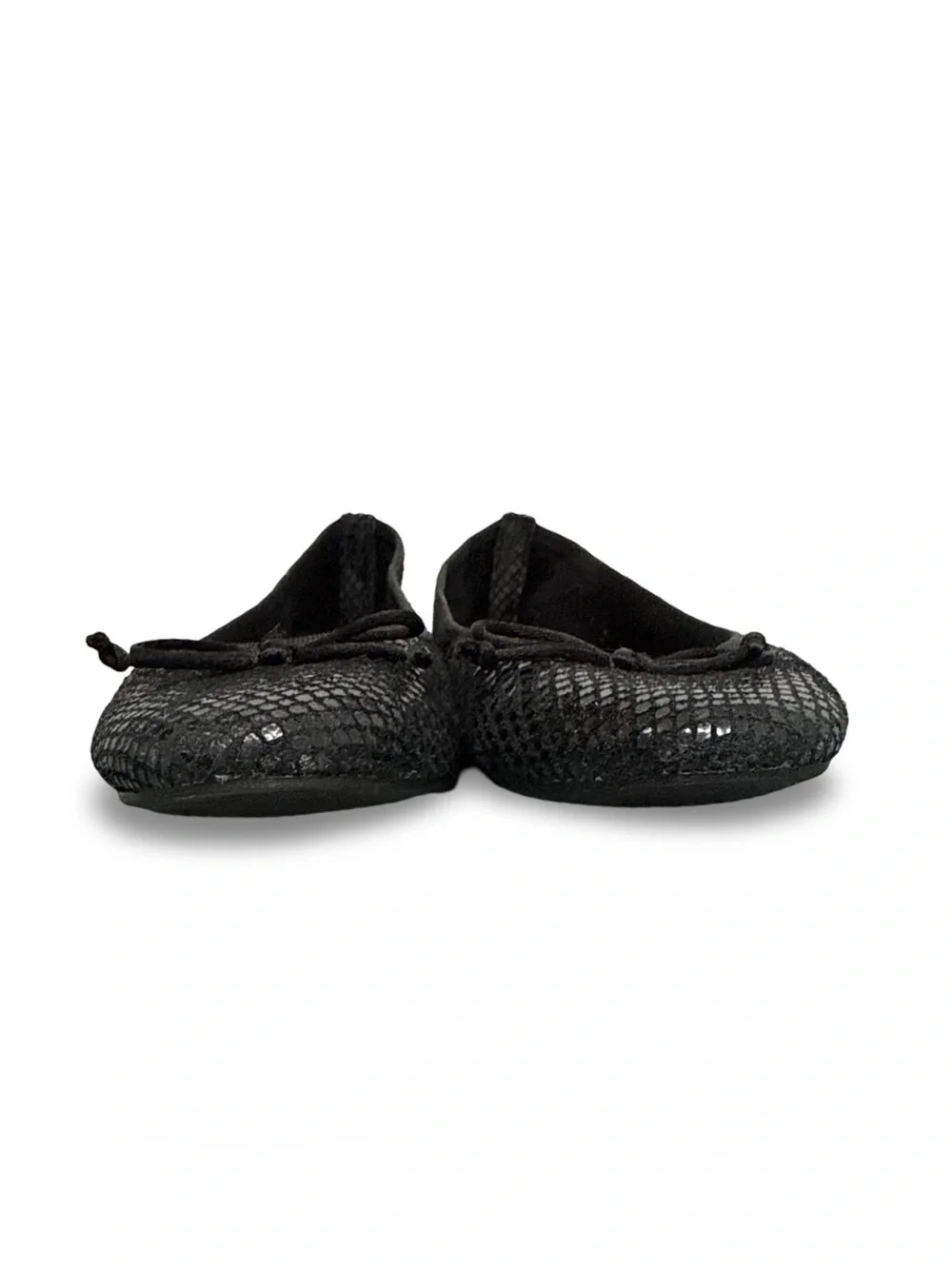Italian Shoemaker Contesa Black Snake-Texture Leather Ballet Flat Women’s 7